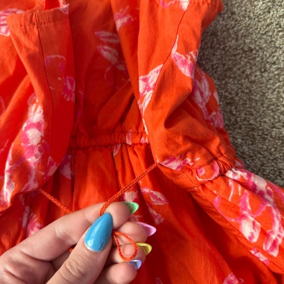 MAEVE Mini Dress Flirty Wrap Sea Shrimp Lobster Orange Dress Anthropologie Sz XS - Picture 7 of 8